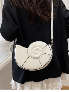 Chic sac à bandoulière blanc en forme de coquillage pour femmes, sac croisé mignon quotidien