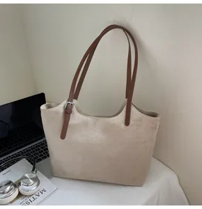 Retro minimalistische Damen grosse Kapazitat Wildleder Shopper Tasche fur den Alltag neu 2024