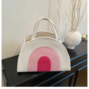 Panier à couches pour bébé en corde de coton avec séparateur, organiseur tissé.
