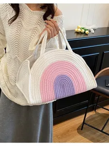 Grande Capacité Organisateur de Couches pour Bébé Cabas Tissé en Corde de Coton Multi-Compartiments Panier de Rangement Pliable Sac à Main Quotidien