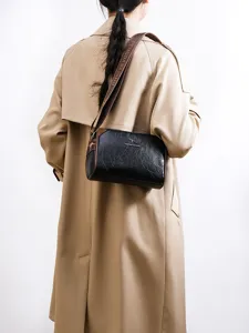Retro vintage women shoulder bag stylish crossbody pillow bag faux leather black purse