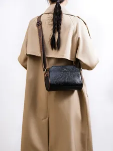 Retro black pillow shoulder bag for women cross body style vintage trendy design detail view