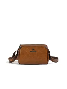 Vintage brown women's shoulder bag retro PU leather crossbody pillow bag with strap.