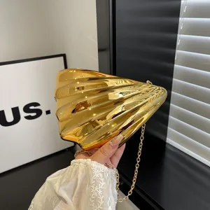 Acrylic Shell Evening Bag With Metal Chain Crossbody Shoulder Bag For Women Fashion Niche Design Clutch Purse