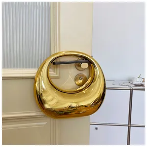 Bolso de mano de acrílico dorado para mujer lujo axila bandolera elegante retro moda bolso