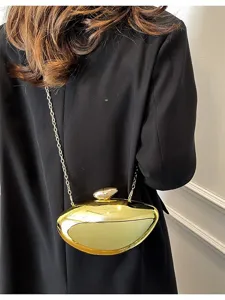 Fashion Acrylic Glossy Evening Bag Women Elegant Hard Shell Shoulder Crossbody Bag Trendy Metallic Chain Party Handbag