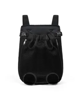 Detailed view of breathable mesh pet backpack for cats and dogs, portable design with safety.