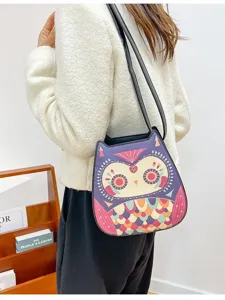 Cute animal owl shape crossbody shoulder bag for women summer fashion casual leather handbag