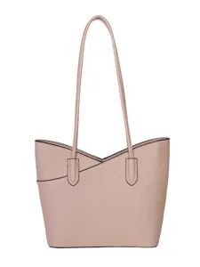 Pink Leather Tote Bag Women Shoulder Bag Casual Daily Work Commuter Handbag Large Capacity