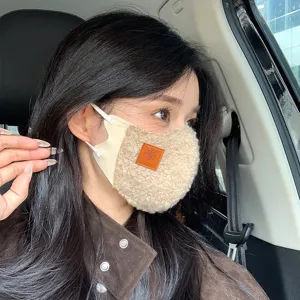 Winter warm face mask for women, fleece windproof anti-cold half face cover cozy chic.