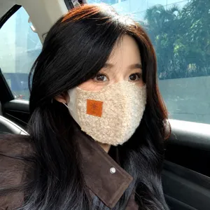 Winter Warm Plush Face Mask Windproof Fleece Cold Weather Face Cover For Women Daily Outdoor Sports Solid Color