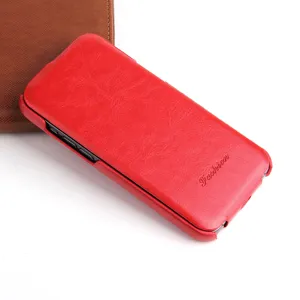 Κόκκινη δερμάτινη θήκη τηλεφώνου flip για iPhone 14 13 ρετρό κατακόρυφο προστατευτικό