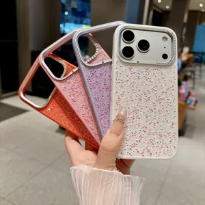 Luxury Glitter Rhinestone Phone Case PC Full Coverage Shockproof Back Cover Shiny Bling Lens Frame Decorative Phone Protectors