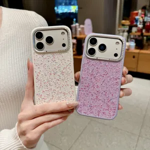 Luxury glitter rhinestone phone case compatible with iPhone, sparkling protective cover.