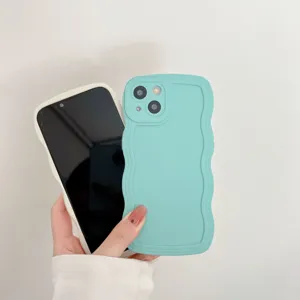 Silicone wavy phone case liquid design drop-resistant cover for iPhone 16 15 14 Pro Max