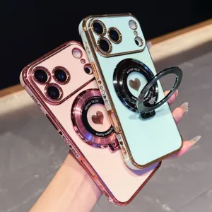 Gegalvaniseerde hart magnetische ringhouder telefoonhoesje voor iPhone beschermer.