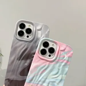 Cover per telefono con motivo marmo stropicciato 3D, design artistico per modelli iPhone.