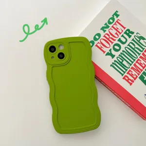 Liquid silicone wavy phone case stylish anti-drop protective cover for iPhone 16 15 Pro Max