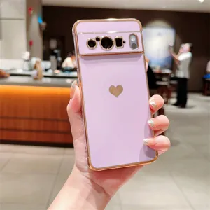 Coque de Téléphone Cœur Électrodéposée Souple TPU Housse de Protection Violet Tendance