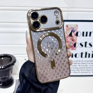 Diamond gradient love glitter phone case with camera protection and exquisite details.