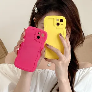 Silicone wavy phone case compatible with Apple iPhone 16 Pro Max 13 14 15 plus anti drop cover