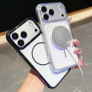 Transparant magnetisch telefoonhoesje met tweekleurig frame compatibel, valbestendig.