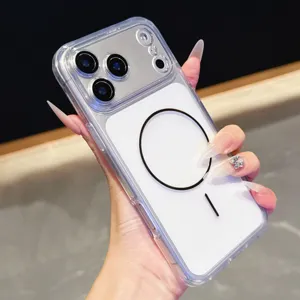 Transparant magnetisch telefoonhoesje compatibel met MagSafe, heldere acryl schokbestendige cover.