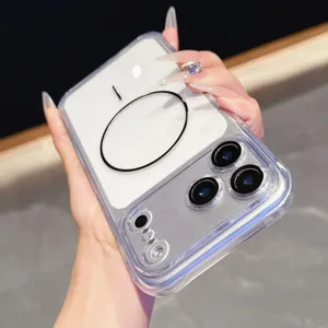 Transparante magnetische telefoonhoes compatible met iPhone, bicolour acryl beschermhoes.