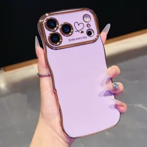 Custodia per telefono cuore onda elettroplastica per iPhone, elegante design viola pastello protettivo.