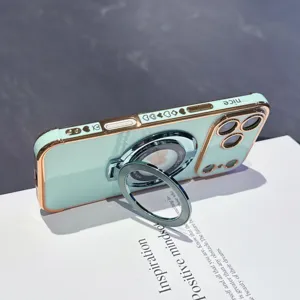 Vergulde harten telefoonhoesje met ringstandaard en camerabescherming iPhone 17Pro detail.