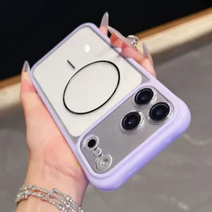 Transparante Magsafe acryl telefoonhoesje met tweekleurige bumper en kamerabescherming