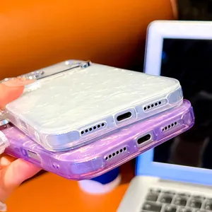 Detailed close-up view of wave plating shell phone case, durable drop protection design.
