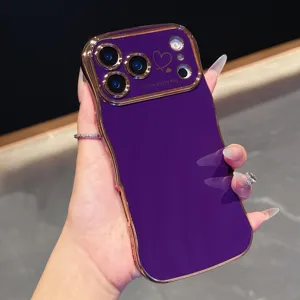 Cover per telefono a onde elettrolitiche con motivo a doppio cuore e bordi dorati protettivi