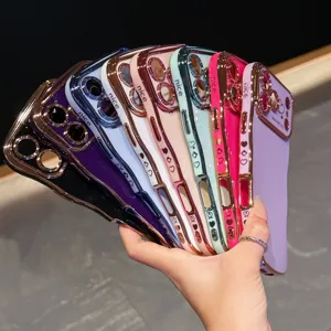 Custodia per Telefono in Silicone a Doppio Cuore Ondulato Galvanizzato Cover Protettiva Anti-Caduta per iPhone Accessori