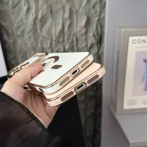 Electroplated magnetic heart phone case detail, precision cutouts, wireless charging.
