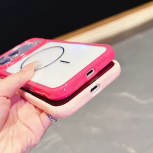 Transparant magnetisch telefoonhoesje met tweetalig gekleurd kader voor diverse modellen.
