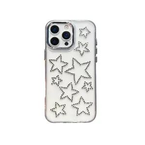 Transparent rhinestone star phone case soft TPU cover for iPhone models new design