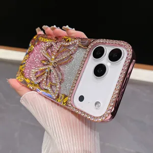 Luxe Glitter Strass Vlinder Telefoonhoesje Gradiënt Electroplated Beschermende Hoes