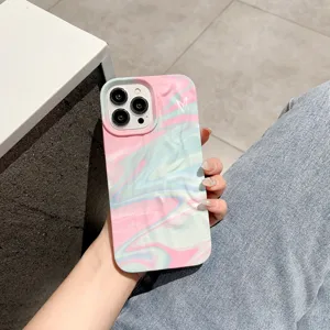 Custodia per telefono in marmo liquido con sensazione di pelle 3D, elegante design per iPhone.