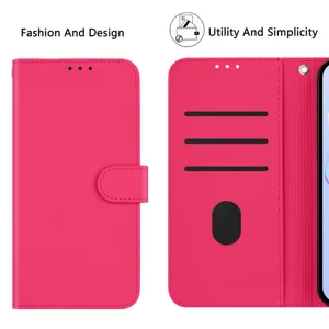Roze PU lederen portemonnee telefoonhoesje met kaartsleuven en magnetische sluiting.