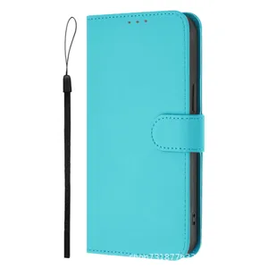 Blauwe portefeuille leren hoesje met polsband magnetische sluiting voor Nokia HMD