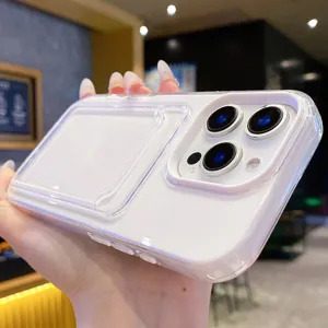 Transparant hoesje met kaartsleuf voor iPhone, 2-in-1 beschermende achterkant met camera