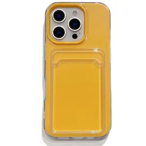 Snoepkleur transparante telefoonhoes met kaartsleuf, 2-in-1 beschermende hoes voor iPhone.