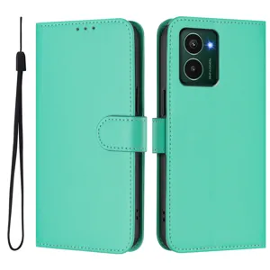 Mintgroene PU lederen flip wallet beschermhoes met koord voor Nokia HMD Pulse PRO