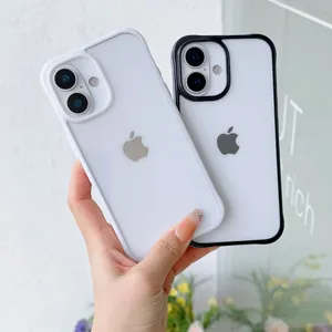 Zweifarbiger Rand klare Acryl Handyhülle für iPhone, stoßfeste Schutzhülle mit Stil.