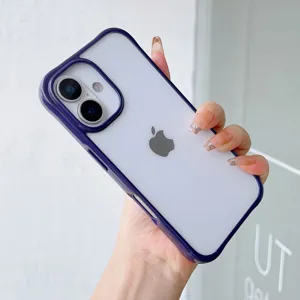 Zweifarbiges Acryl Schutzhandyhülle klare transparente Rückseite mit lila Bumper für iPhone.