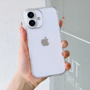 Klares Acryl-Handycover für iPhone, zweifarbig stoßfeste Schutzhülle Detailansicht.