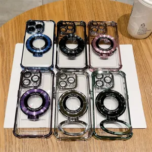 Funda magnética transparente para teléfono con soporte y protección para el iPhone.