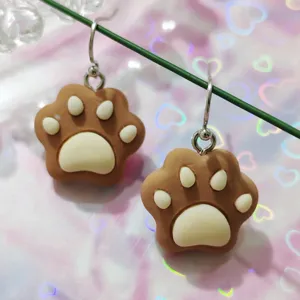 Sweet dopamine cute cat paw drop earrings trendy ins style fashion jewelry for women