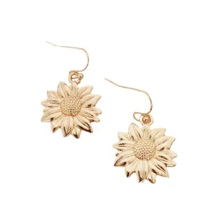 Gold sunflower hook earrings with design retro floral dangle earrings bohemian fashion jewelry